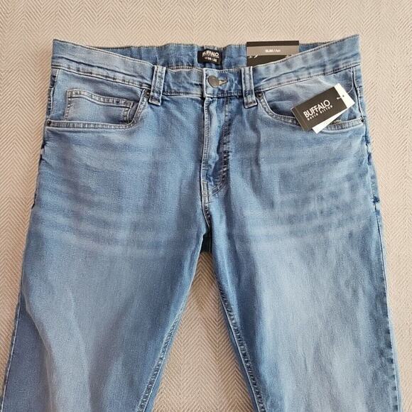 Buffalo David Bitton Ash Jeans Men's Size W34 L32 Light Blue Slim Fit NWT - Picture 10 of 16